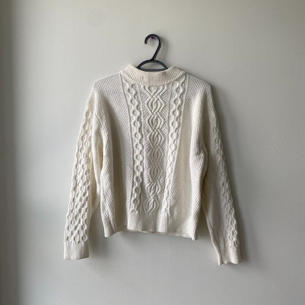 Vintage Cotton Cream Cable Knit Sweater
